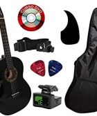 Guitarra acústica negra pack